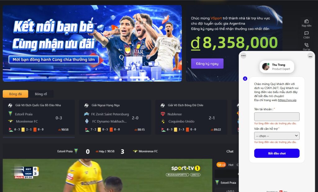 Khi nào người chơi cần liên hệ Vsport? 