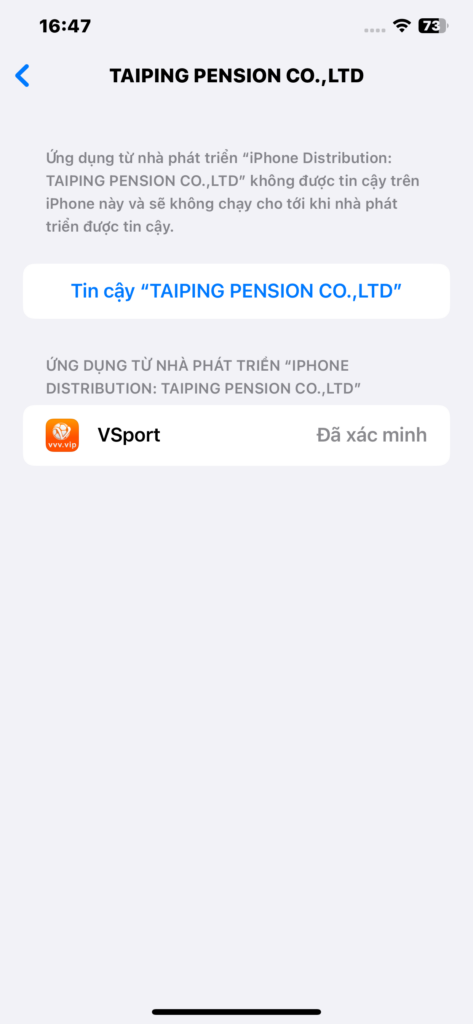 Thực hiện thao tác cấp quyền cho ứng dụng 