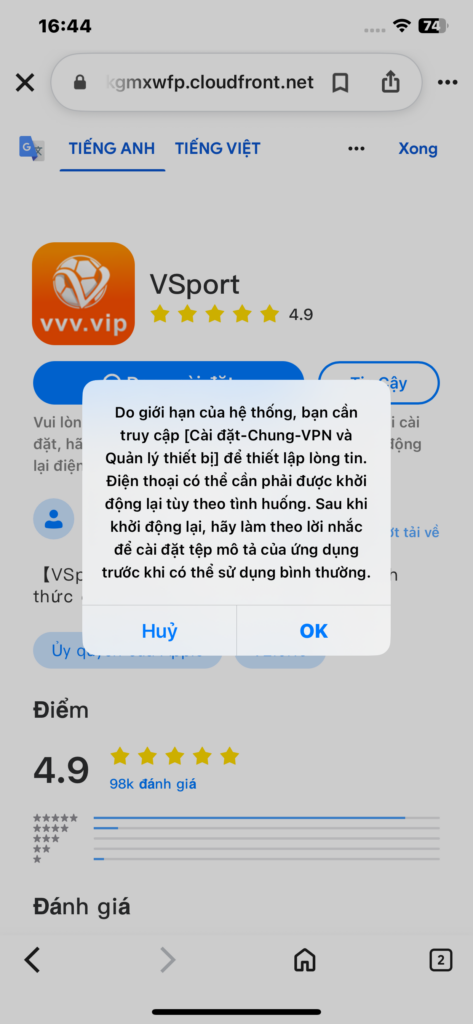 Nhấn “ok” sau đó chuyển sang bước tiếp theo 